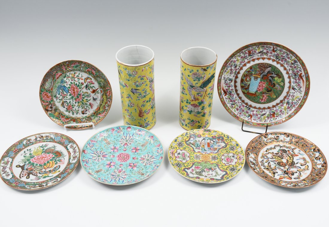 8 PC. ENAMELED CHINESE PORCELAIN PLATES (1 of 7)