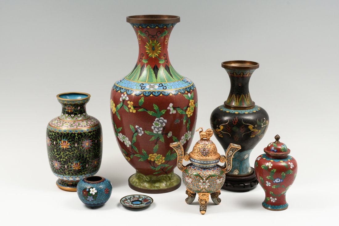 7 PC. CHINESE CLOISONNE COLLECTION (1 of 6)