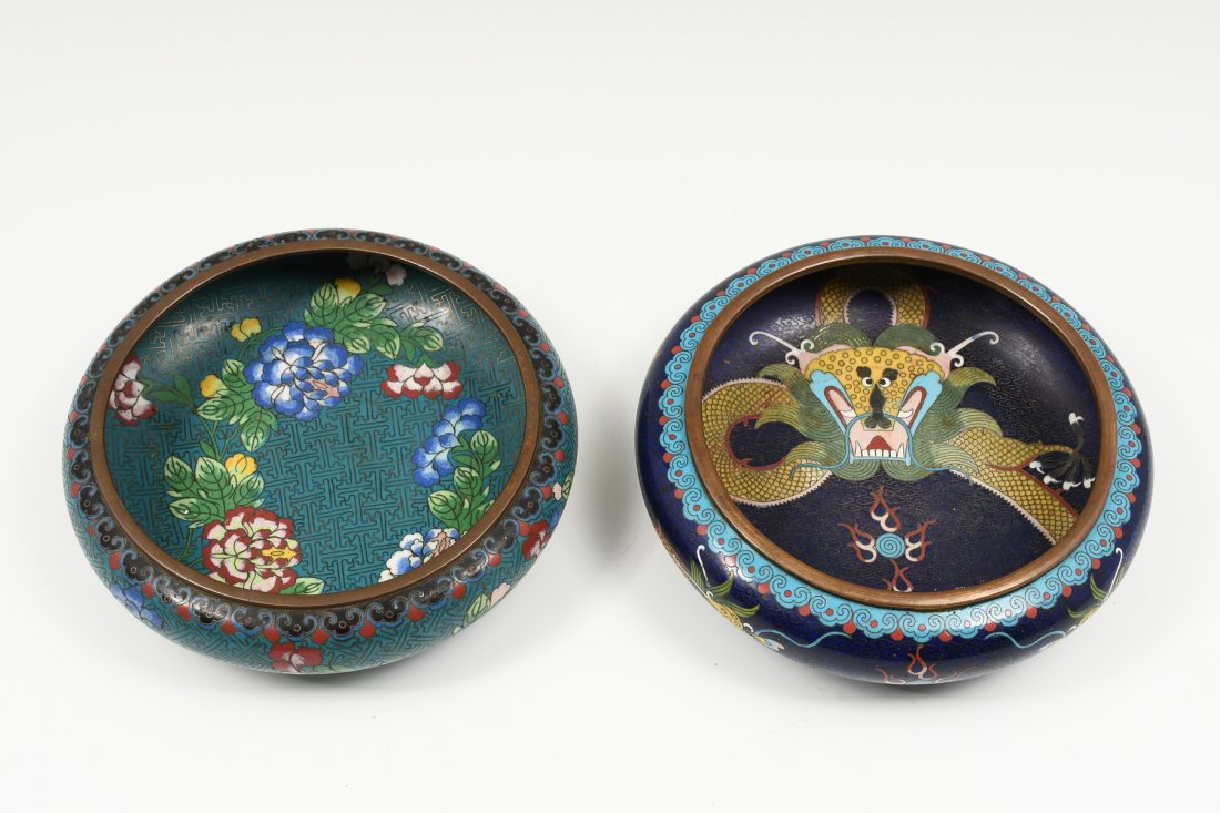2 PC. CHINESE CLOISONNE BRUSH WASH BOWLS (1 of 6)