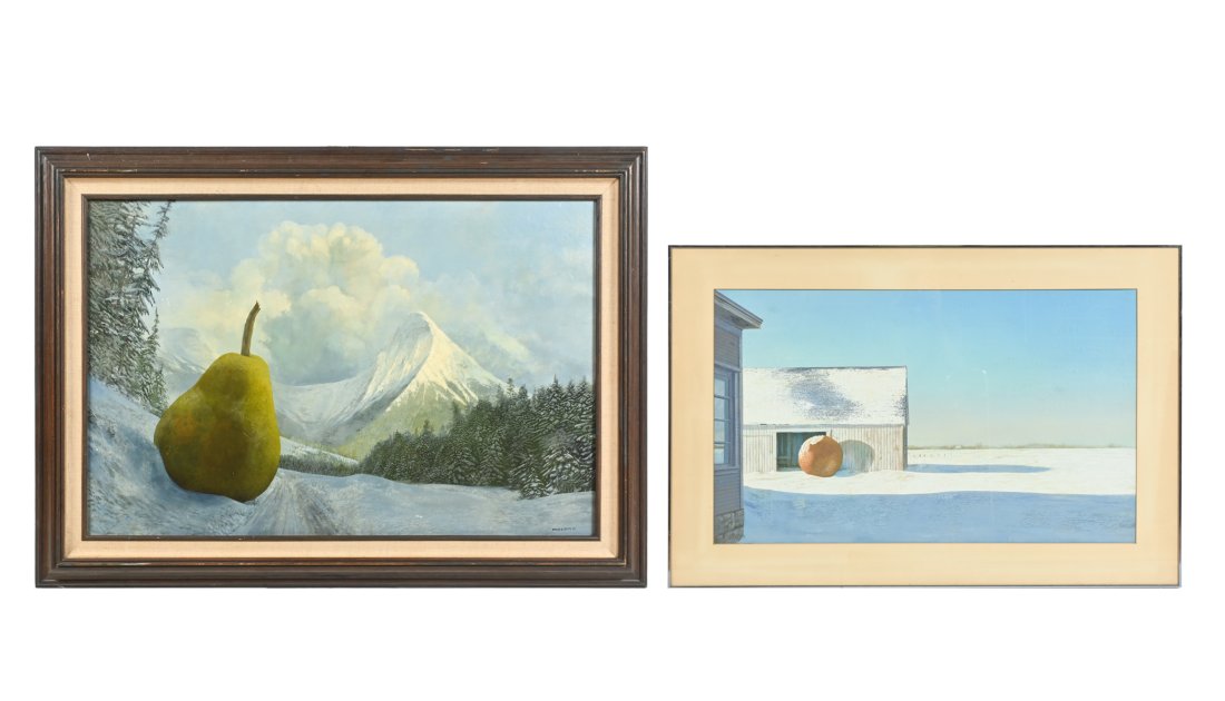 TWO PC. DOUG MONTROSS ENORMOUS FRUIT PAINTING LOT (1 of 5)