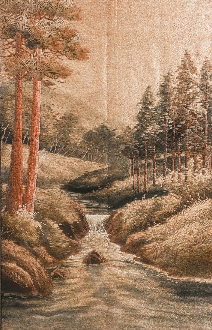 LARGE ASIAN NEEDLEWORK LANDSCAPE (1 of 3)