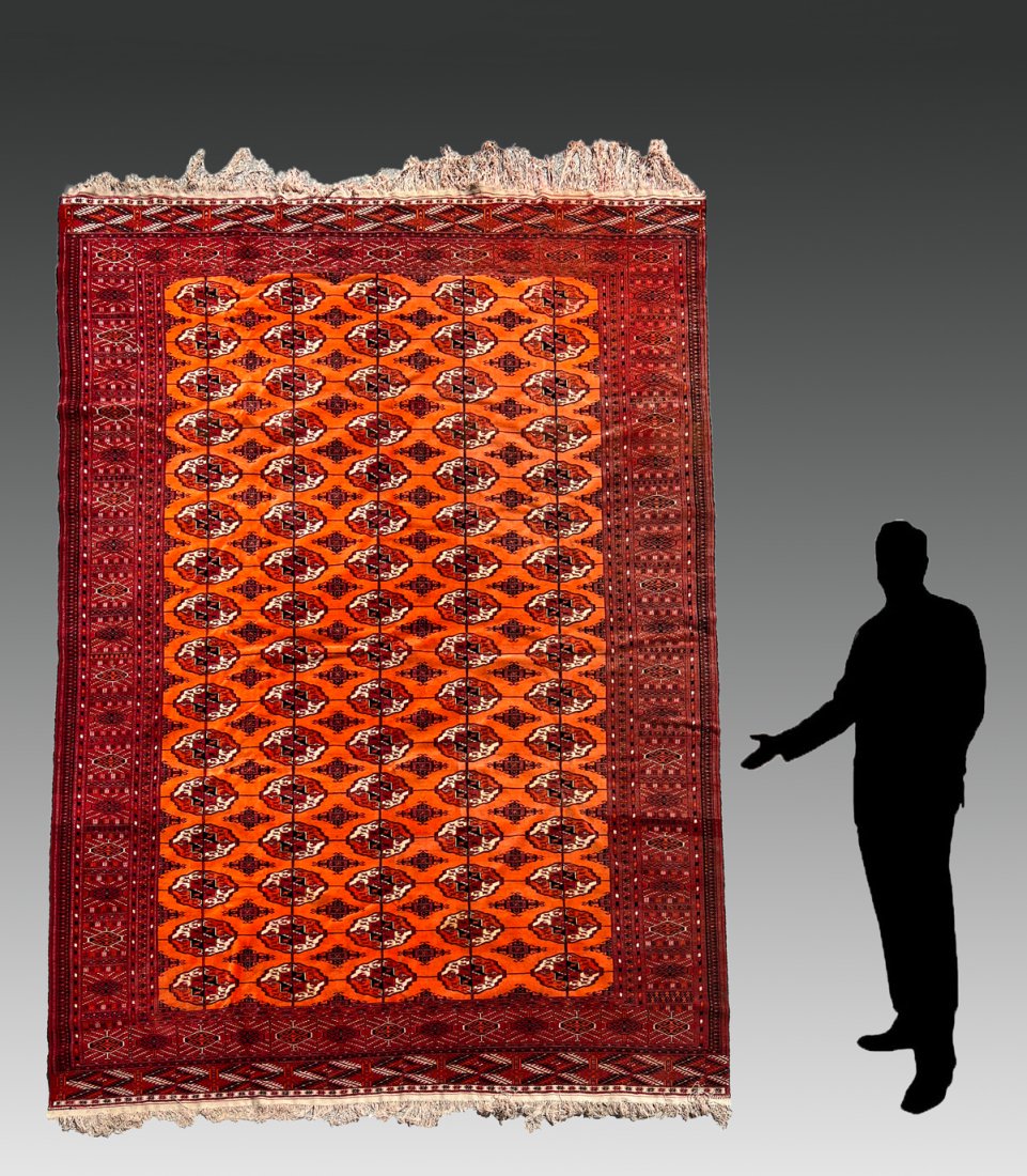 PAKISTANI BOKHARA HK WOOL RUG, 7'11" X 11'3" (1 of 4)