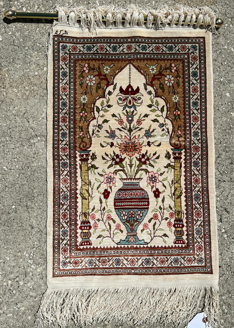 TURKISH HEREKE HK SILK PRAYER RUG, 1'4'' X 2' (1 of 4)
