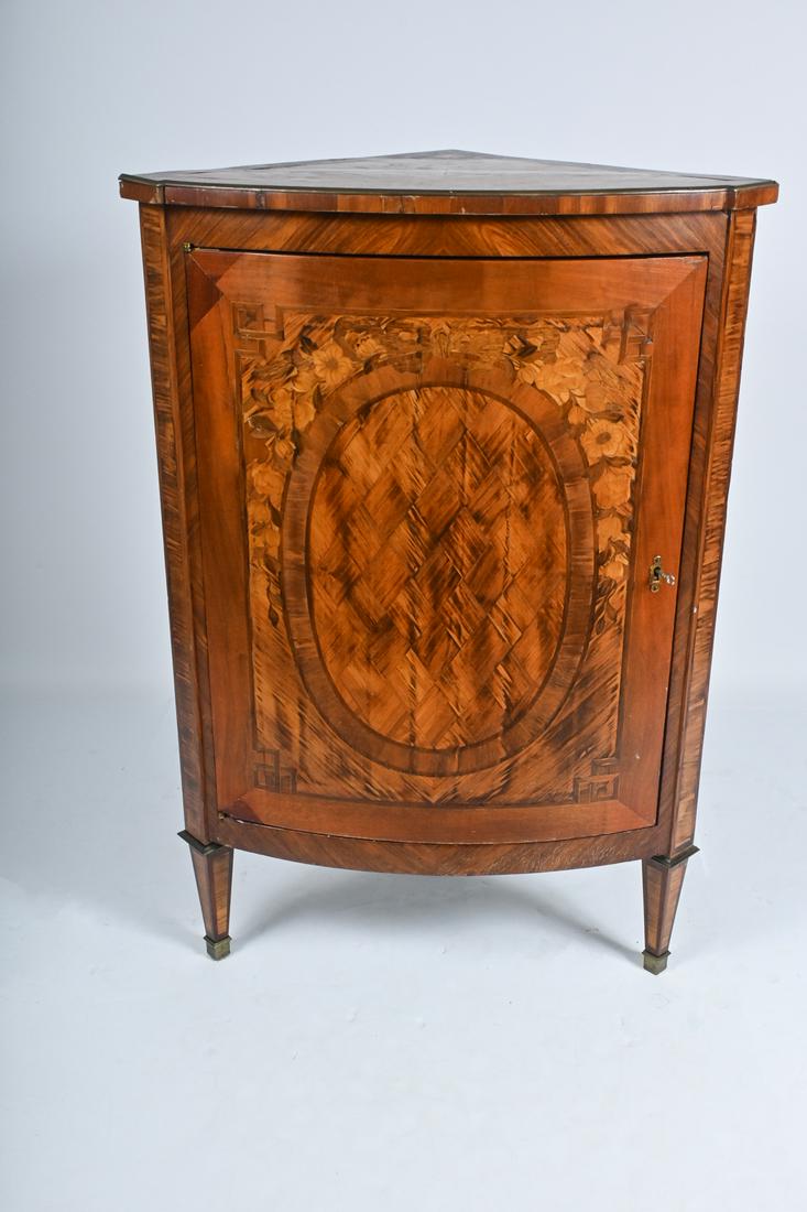 MARQUETRY INLAID CORNER CABINET (1 of 9)