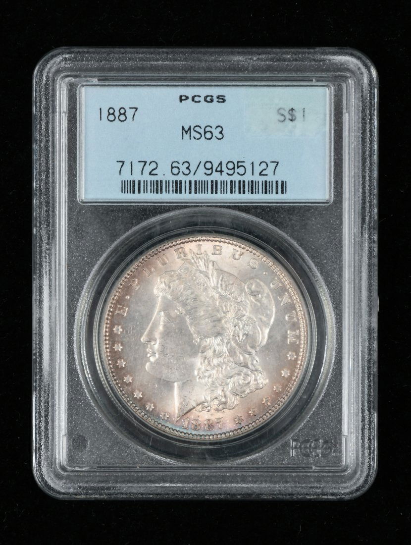 U.S. MINT 1887 MORGAN DOLLAR MS 63 PCGS GRADED (1 of 3)