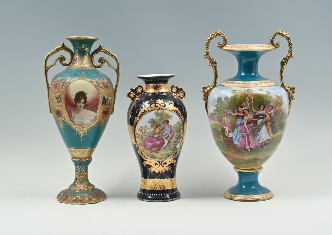 3 PC. EUROPEAN FIGURAL PORCELAIN VASES (1 of 7)