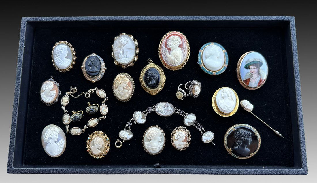21PC COSTUME, SILVER, VINTAGE VICTORIAN, GOLD-FILLED CAMEOS (1 of 1)