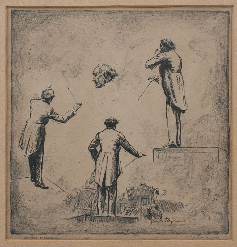 GRANT REYNARD LITHOGRAPH ARTURO TOSCANINI: REYNARD, Grant, (American, 1887-1967): ''Arturo Toscanini'', Depicting Several Studies of the Famous Conductor, Lithograph, sight size 12 1/4'' x 11 1/2'', pencil signed lower right, titled lower left