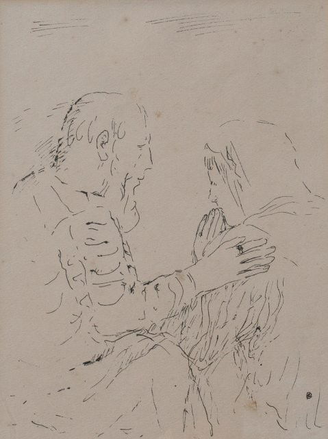 BONNARD SAINT MONIQUE LITHOGRAPH: BONNARD, Pierre, (French, 1867-1947): ''At Prayer'', from Saint Monique, Lithograph, 11 3/4'' x 9'' sight size, framed, 21'' x 17''.