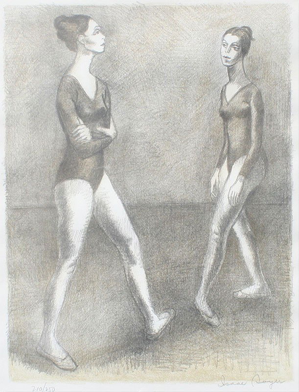 ISAAC SOYER DANCERS LITHOGRAPH: SOYER, Isaac, (American, 1907-1981): ''Dancers'', Lithograph, sight size 19 1/2'' x 15 1/2'', pencil signed lower right, numbered 210/250 lower left, custom frame, 25'' x 21''.