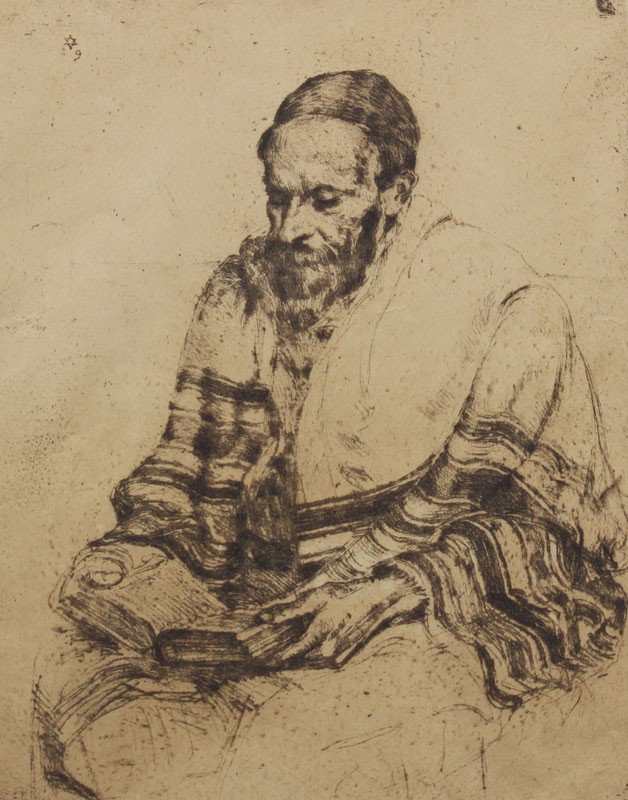 HERMANN STRUCK RABBI ETCHING: STRUCK, Hermann, (German, 1876-1944): ''Rabbi Reading from the Torah'', Etching, 12 1/8'' x 19 5/8'', pencil lower left, numbered 140 of 150, framed 19 ¼ '' x 15 ½'', not examined out of the frame.
