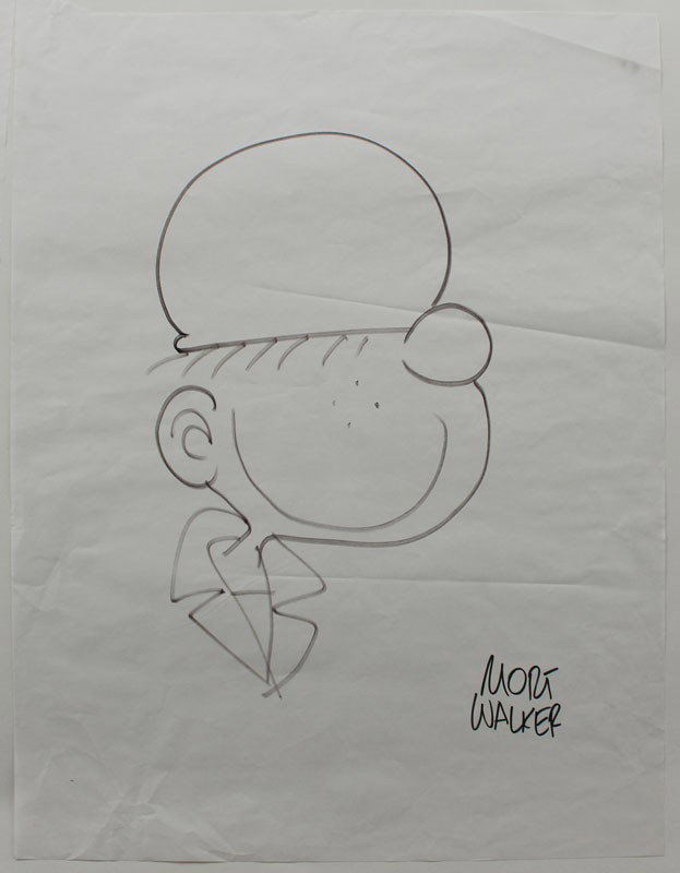 MORT WALKER BEETLE BAILEY ILLUSTRATION: WALKER, Mort, (American, 1923-): Beetle Bailey, felt tip marker on paper, 33'' x 27''