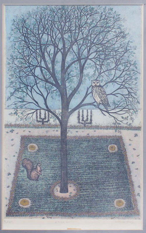 CUCA ROMLEY ''L'ARBE NU'' ETCHING: ROMLEY, Cuca, (Spanish, 1933-): "L'Arbe Nu", Etching, sight size 18 1/4" x 11 3/4", pencil signed lower right, numbered lower left 71 of 125, titled in the margin, framed, 25 1/2" x 19".