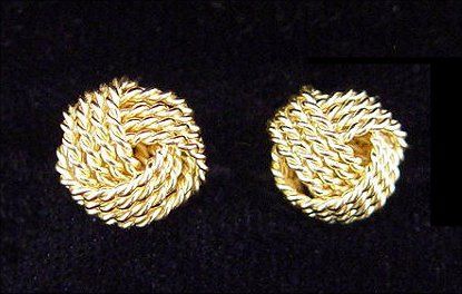 TIFFANY & CO 18K GOLD POST EARRINGS TEXTURED KNOT
