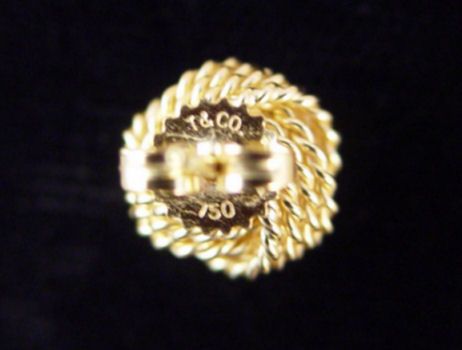 TIFFANY & CO 18K GOLD POST EARRINGS TEXTURED KNOT - 2