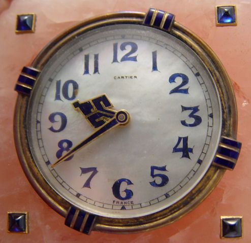 CARTIER ROSE QUARTZ TRAVEL CLOCK CIRCA 1929 - 3