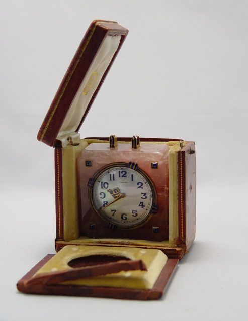 CARTIER ROSE QUARTZ TRAVEL CLOCK CIRCA 1929 - 4