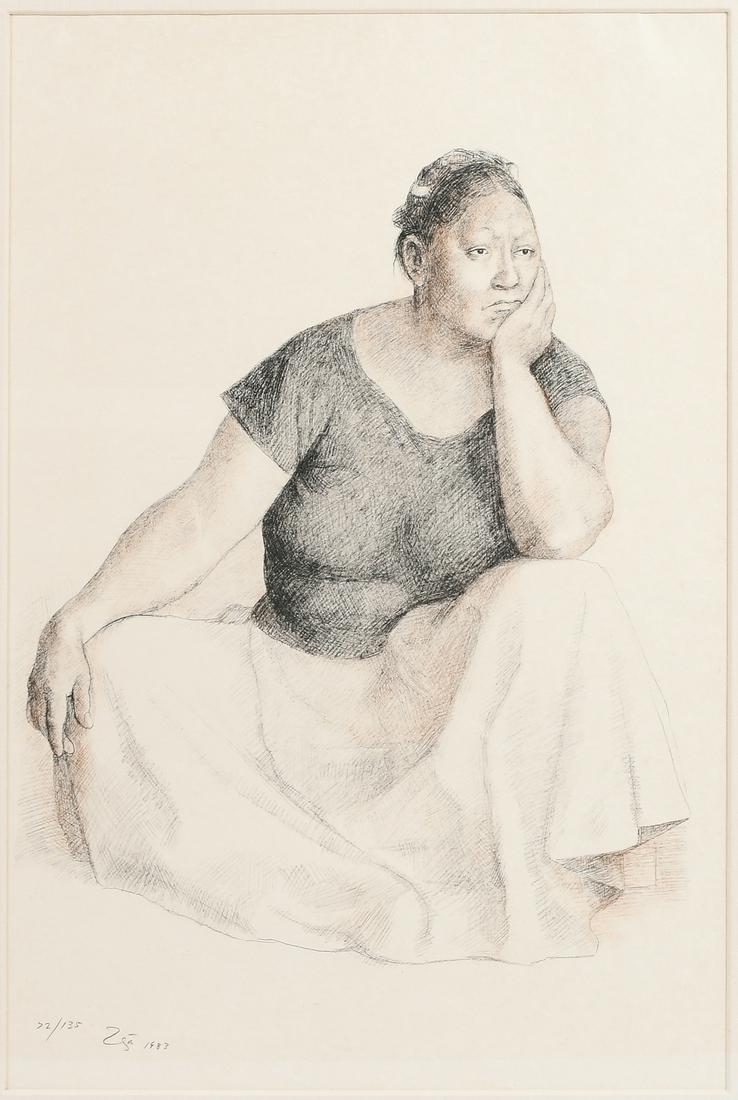FRANCISCO ZUNIGA WOMAN SEATED LITHOGRAPH (1 of 3)