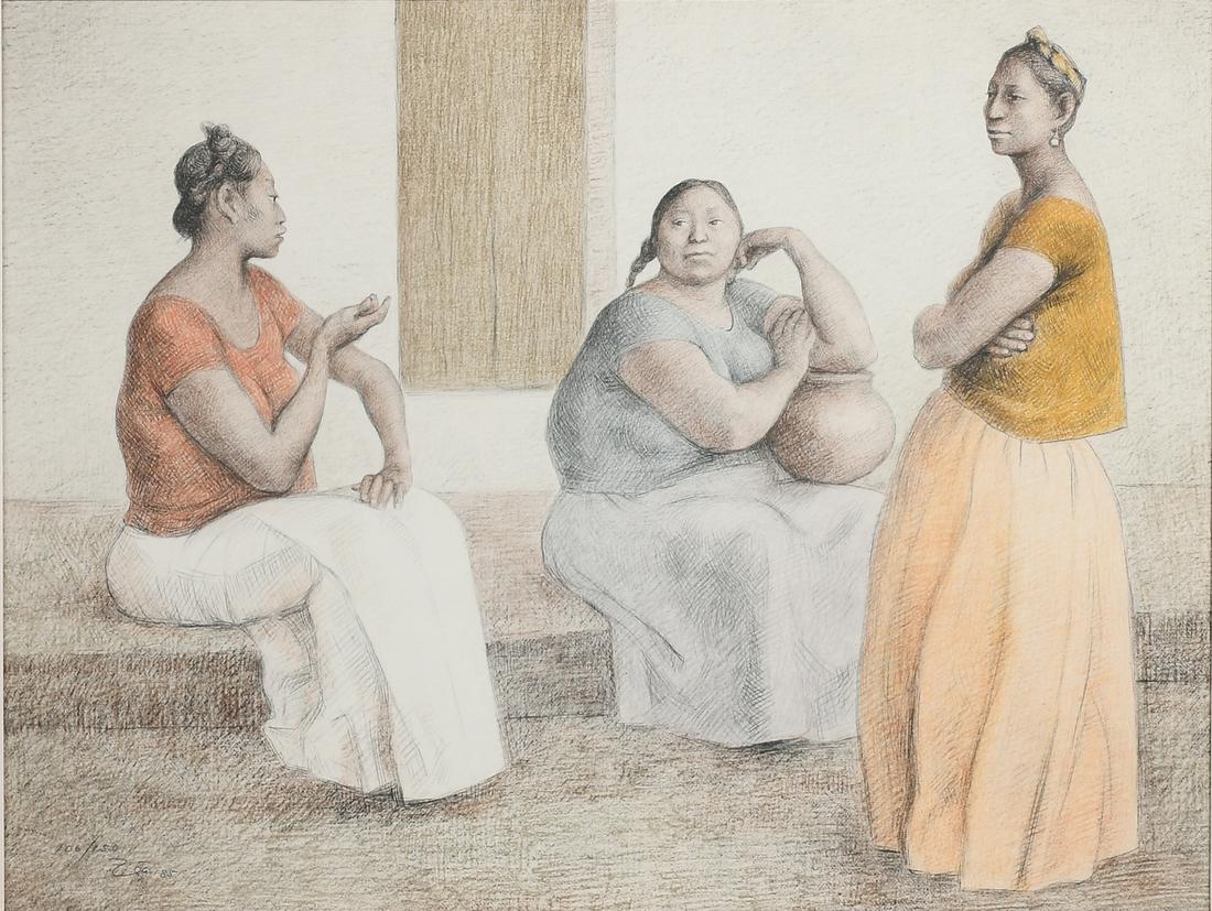 FRANCISCO ZUNIGA LITHOGRAPH JUCHITECAN WOMEN TALKING (1 of 3)