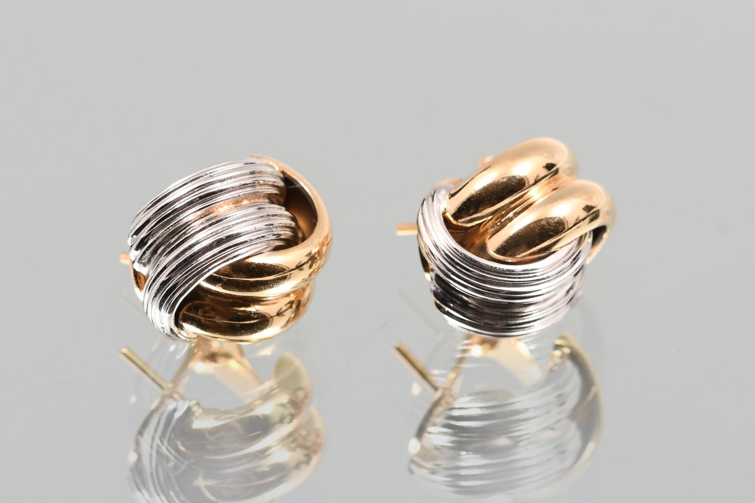 18K GOLD TWO-TONE FREE FORM EARRINGS (1 of 5)