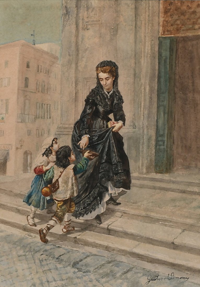 GUSTAVO SIMONI CHILDREN BEGGING FOR MONEY PAINTING (1 of 3)