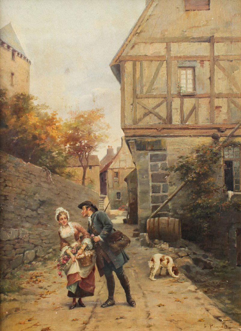 L. PICARDET FLIRTATION GENRE PAINTING (1 of 4)