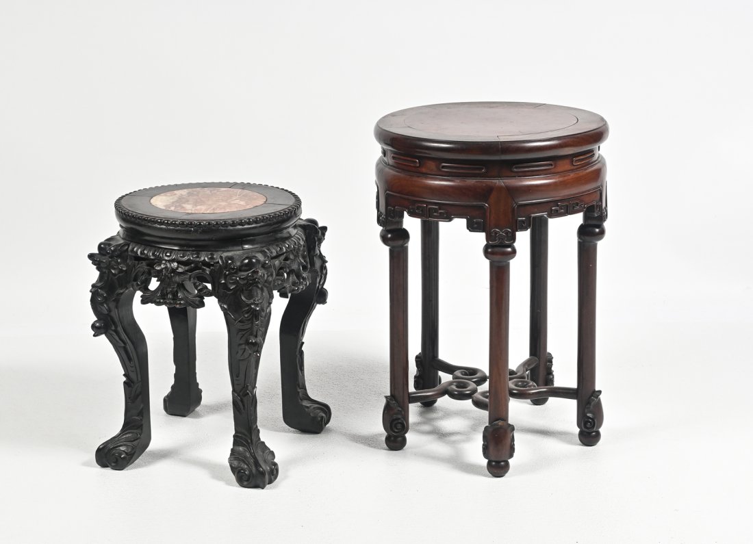 2 CARVED CHINESE PLANT STANDS (1 of 5)