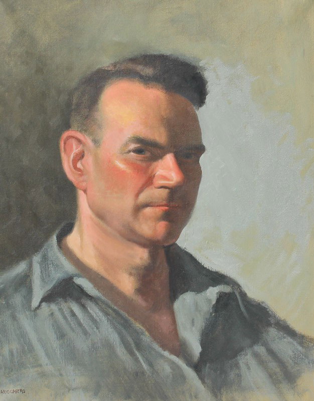 MARIO CASTRO SELF PORTRAIT PAINTING: CASTRO, Mario, (American, 1916-2010): Self Portrait, OIL/Canvas, 20'' x 16'', signed lower left, framed, 23'' x 19''.