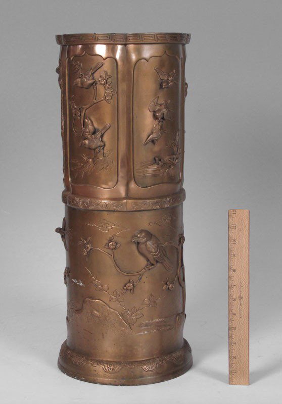JAPANESE BRONZE UMBRELLA STAND - 2
