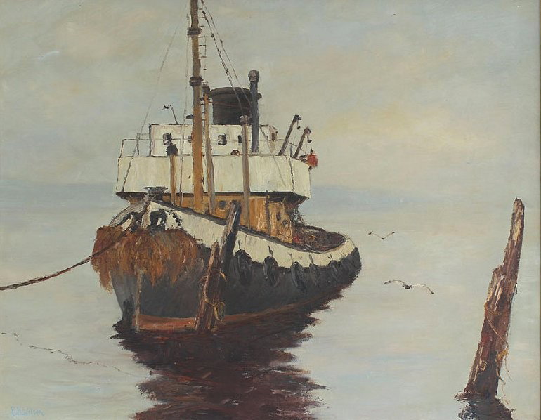 B.R. WILSON THE IRVING WALNUT PAINTING: WILSON, B. Russell, (Canadian, 20th C.): ''The Irving Walnut'', Indiantow-Saint John, N.B., Canada, Oil/Board, 24'' x 30'', signed lower left, signed and titled verso, encased in carved frame, 29'' x 