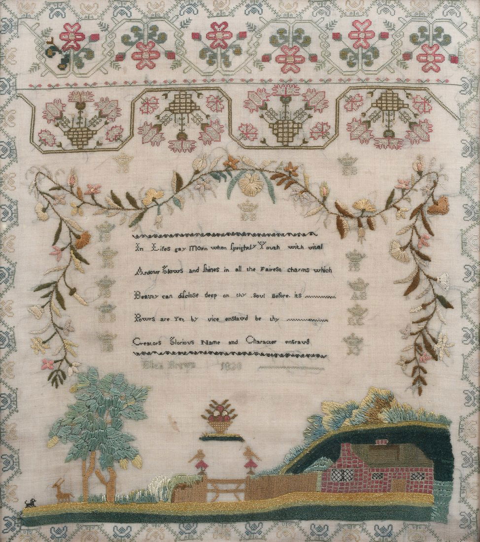 ELIZA BROWN 1820 FOLK ART SAMPLER (1 of 4)