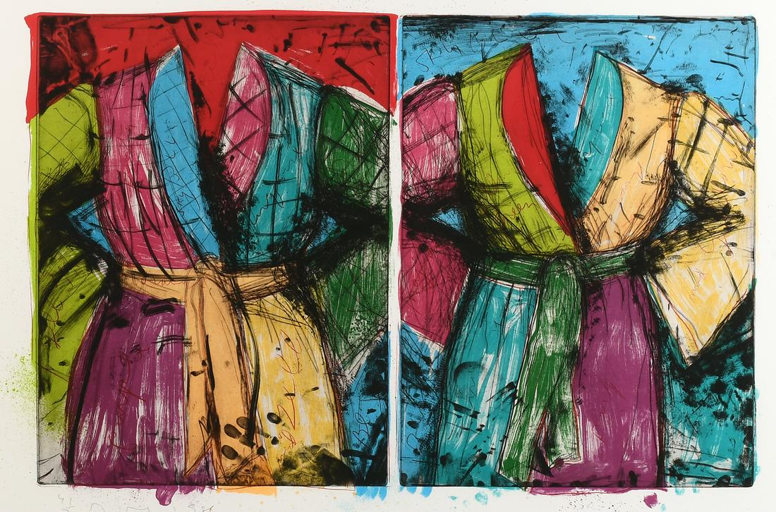 JIM DINE "TWO FLORIDA BATHROBES, 1986" MIXED MEDIA (1 of 3)