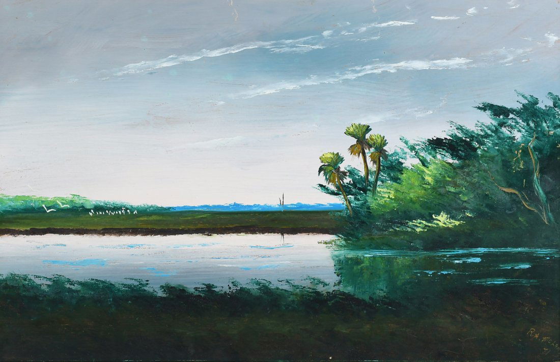 R.A. MCLENDON FLORIDA HIGHWAYMEN LAGOON PAINTING (1 of 3)