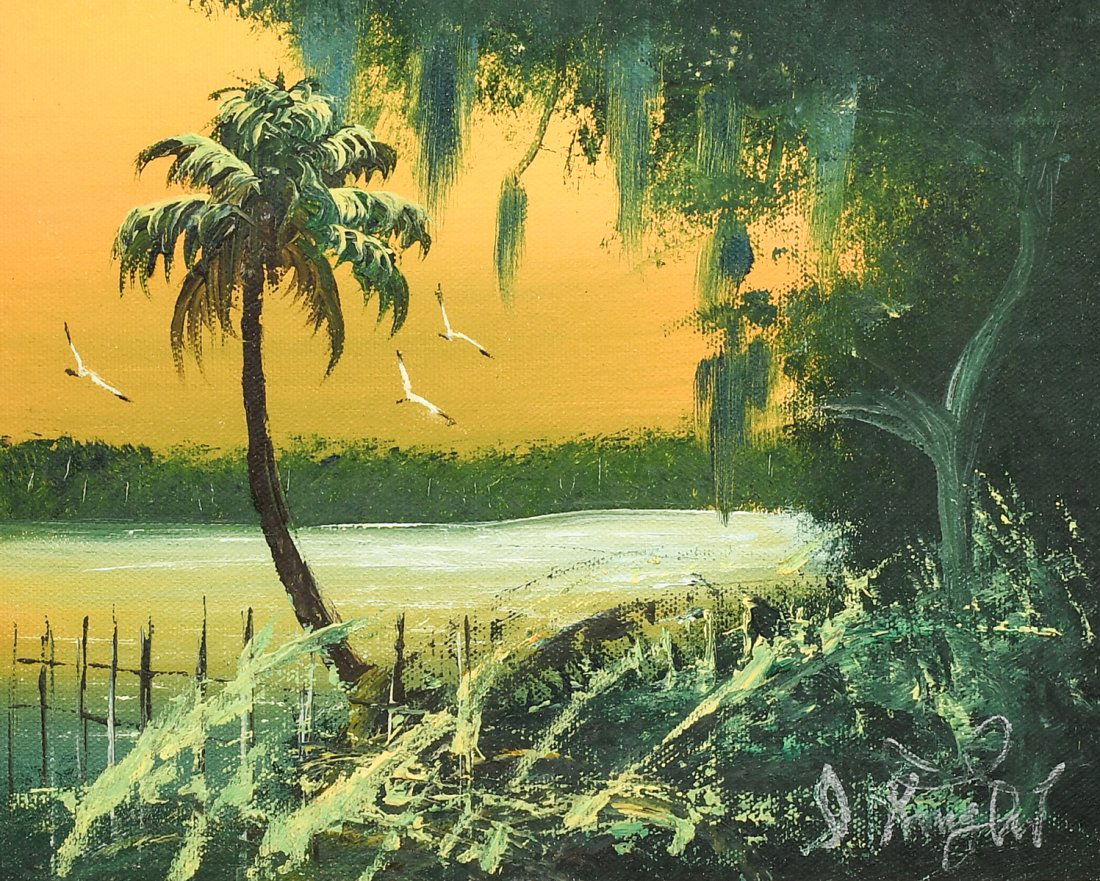 ISAAC KNIGHT FLORIDA HIGHWAYMEN ST. JOHN'S RIVER PAINTING (1 of 4)