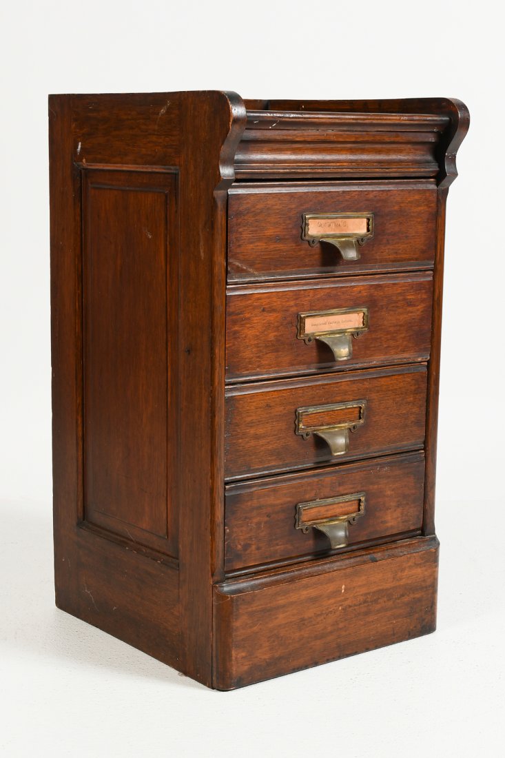 SMALL 4-DRAWER OAK FILE CABINET (1 of 8)