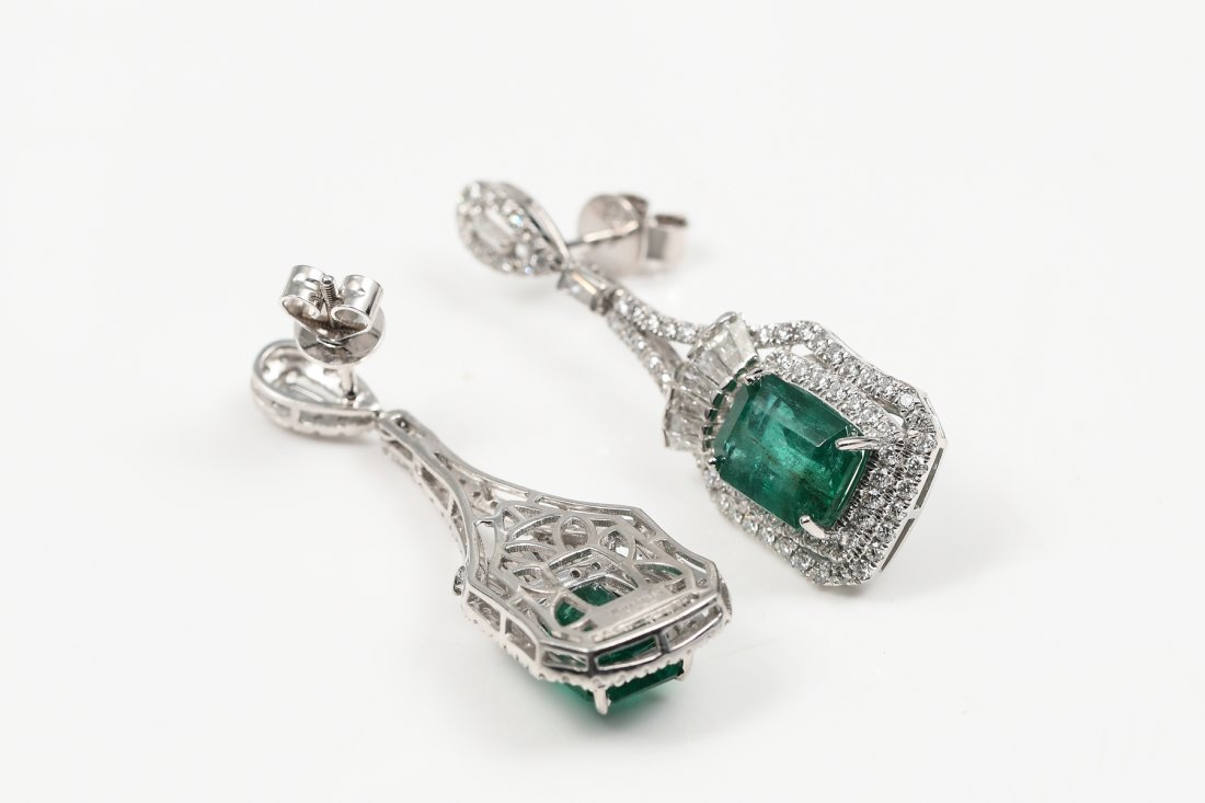 PLATINUM EMERALD AND DIAMOND EARRINGS (1 of 8)