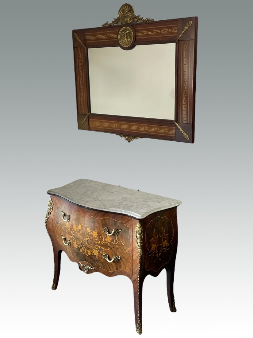 2 DRAWER MARBLE TOP CHEST & MIRROR (1 of 6)