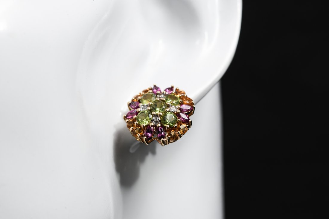 14K MULTI-COLORED GEMSTONE EARRINGS (1 of 7)