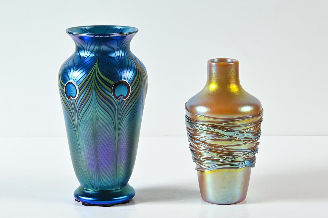 2 PC. LUNDBERG AND ORIENT & FLUME ART GLASS VASES (1 of 8)