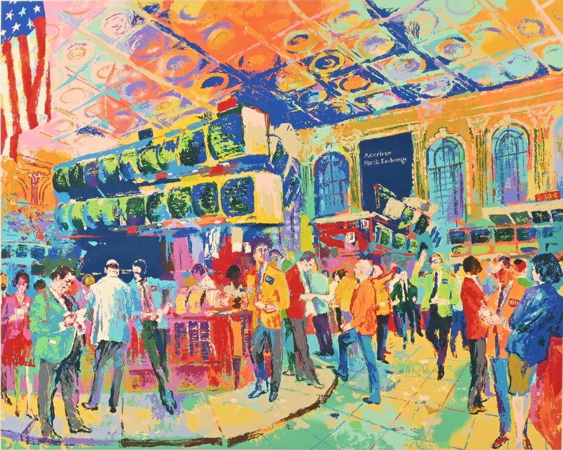 LARGE LEROY NIEMAN WALL STREET TRADING FLOOR SERIGRAPH (1 of 4)