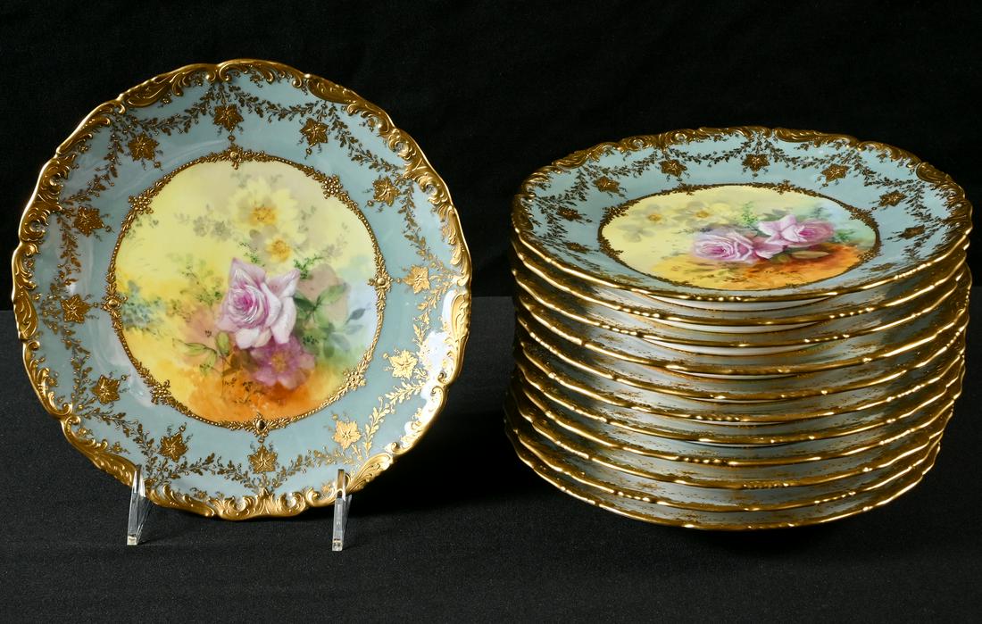 12 ROYAL VIENNA DECORATED LIMOGES PORCELAIN PLATES (1 of 4)