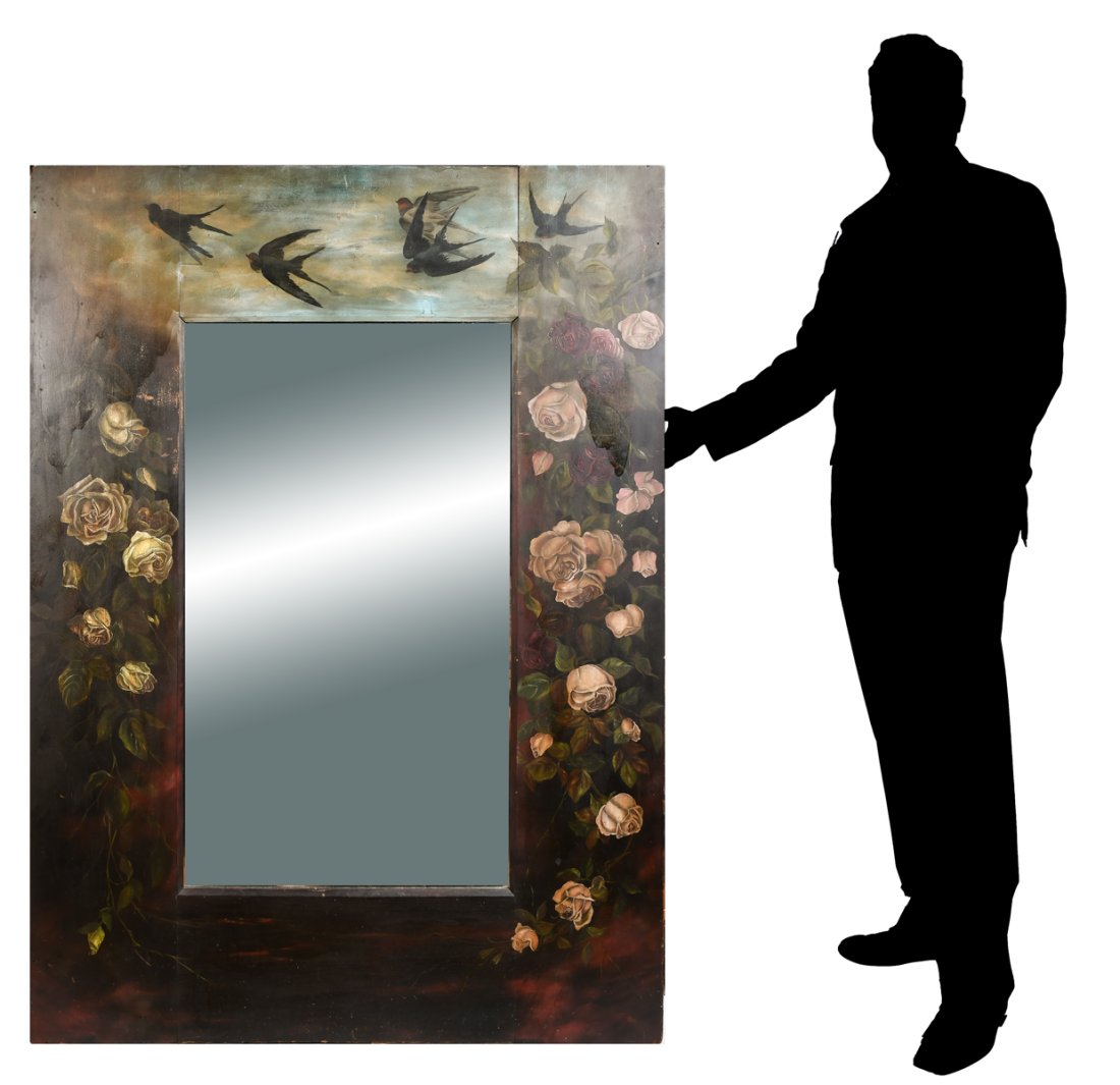 HAND PAINTED MIRROR W/ SWALLOWS (1 of 4)