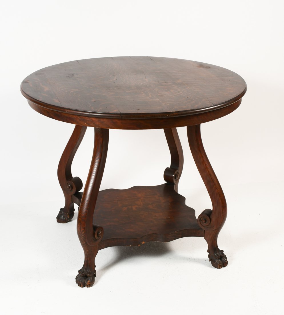 4 LEG QUARTER SAWN OAK LAMP TABLE (1 of 7)