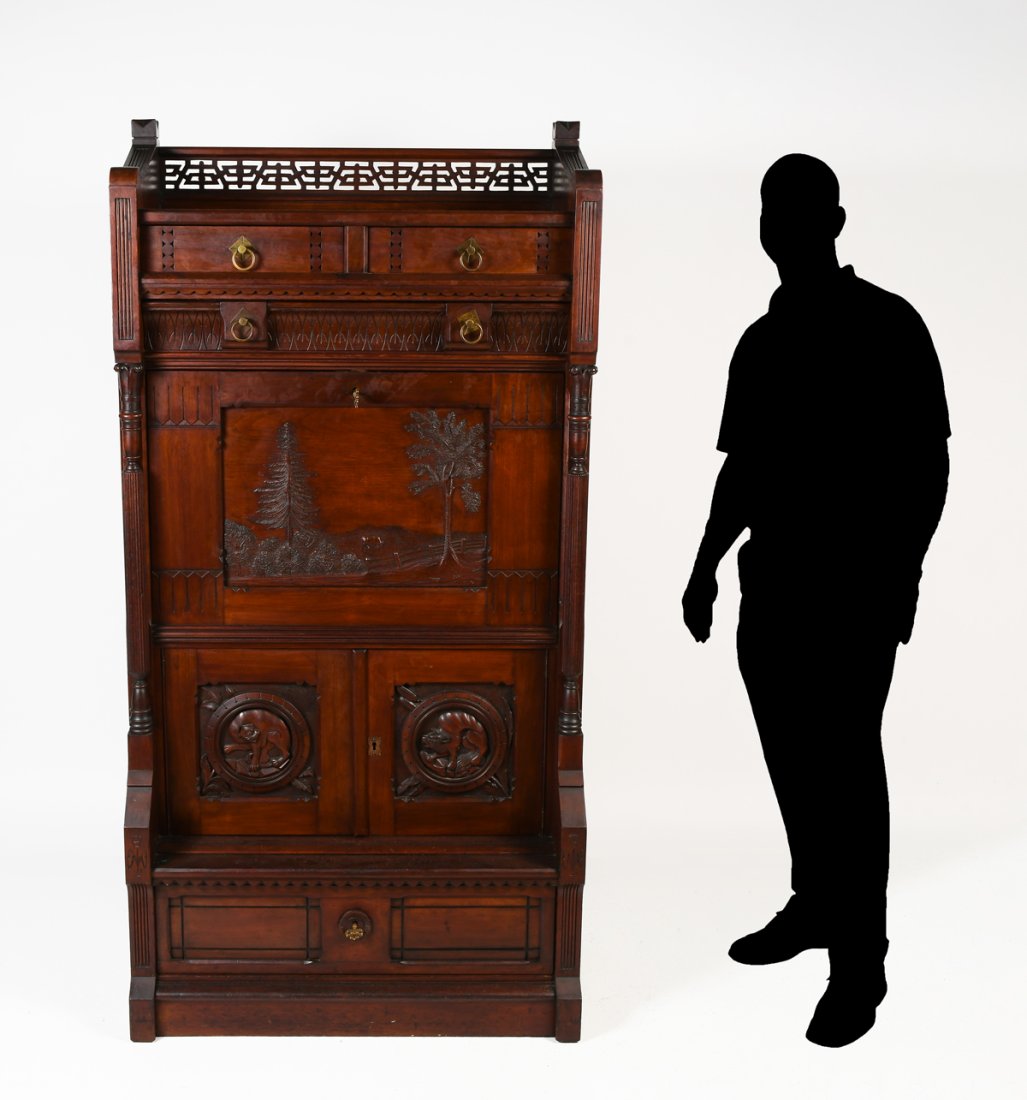 VICTORIAN SECRETAIRE A' ABATTANT DESK (1 of 7)