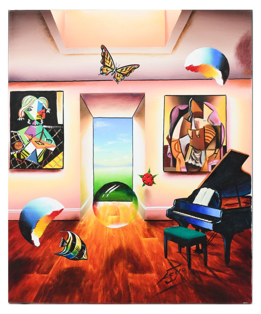 FERJO ORIGINAL PAINTING "WONDEROUS DOORWAY": FERJO, aka Fernando de Jesus Oliveira, (Brazilian/American, b. 1946): "Wonderous Doorway", Oil/Canvas, 24" x 20", signed lower right, unframed.