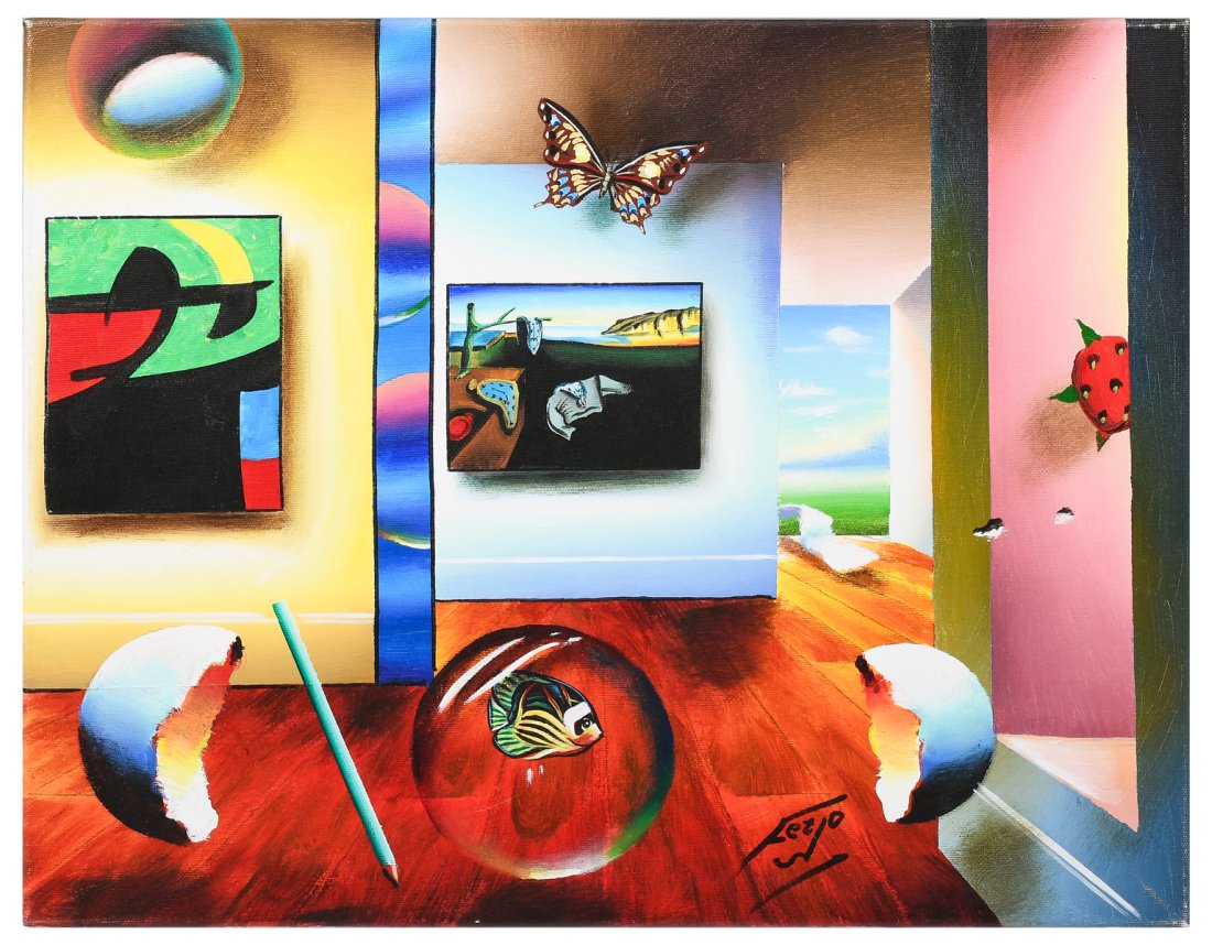 FERJO ORIGINAL PAINTING "DALI'S WELCOME": FERJO, aka Fernando de Jesus Oliveira, (Brazilian/American, b. 1946): "Dali's Welcome", Oil/Canvas, 16" x 20", signed lower right, unframed.