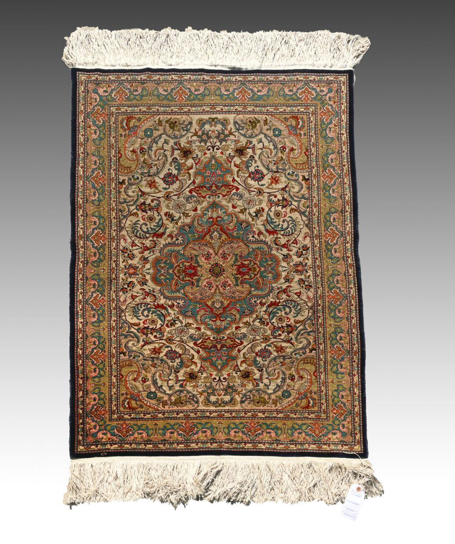 TURKISH HEREKE FINELY WOVEN SILK FLATWEAVE RUG, 2'10'' X 3'11'' (1 of 6)