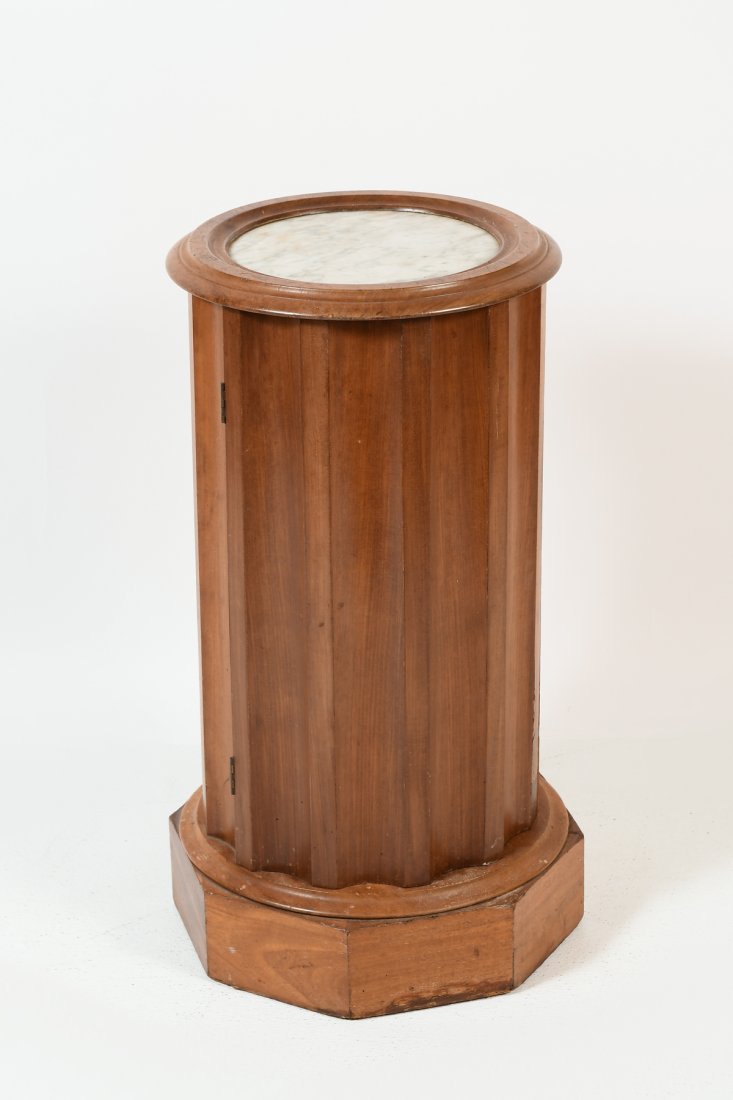 MODERN WALNUT MARBLE TOP STAND WITH CABINET (1 of 5)