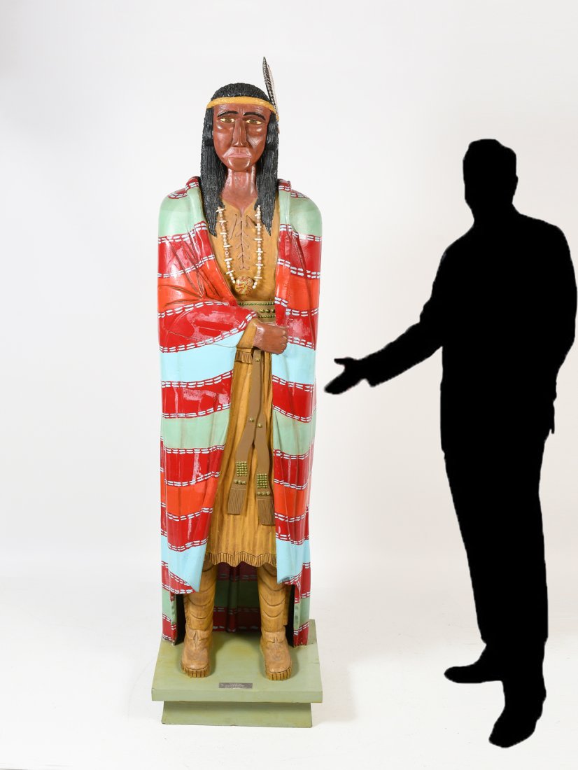 JAMES ROSNEY CARVED & PAINTED CIGAR STORE INDIAN (1 of 3)
