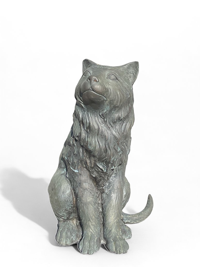 LIFE SIZE CAT BRONZE GARDEN SCULPTURE (1 of 4)
